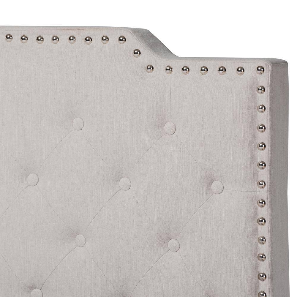 Baxton Studio Transitional Wood Queen Size Beige Button Tufted Panel Bed