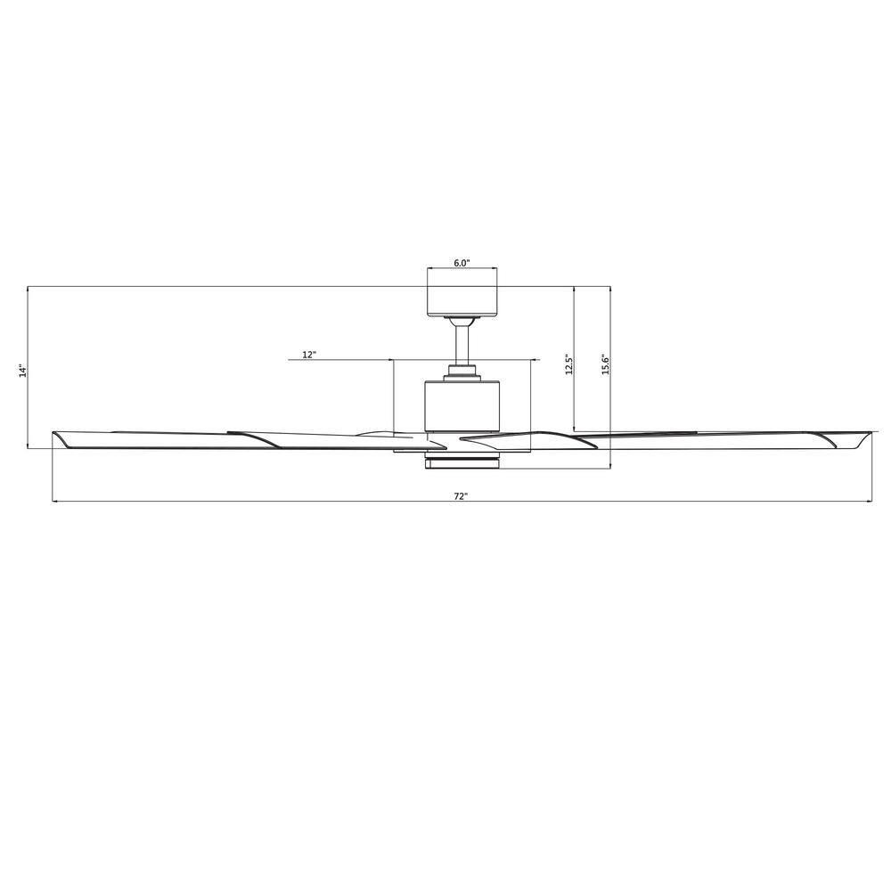 Aura 72" Matte Black Smart Ceiling Fan with Frosted Acrylic Diffuser