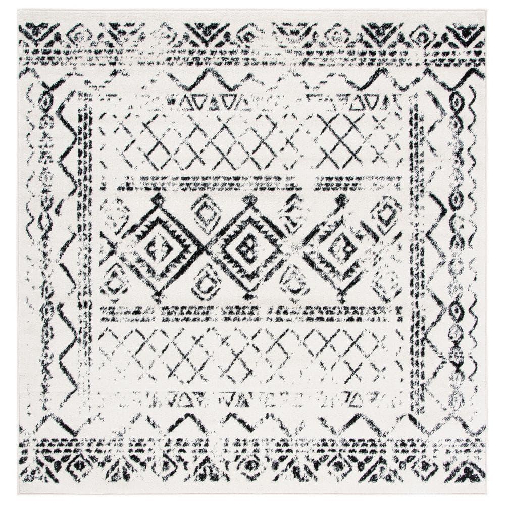 Tulum TUL268 Power Loomed Area Rug - Ivory/Black - 6'7"x6'7" - Safavieh.