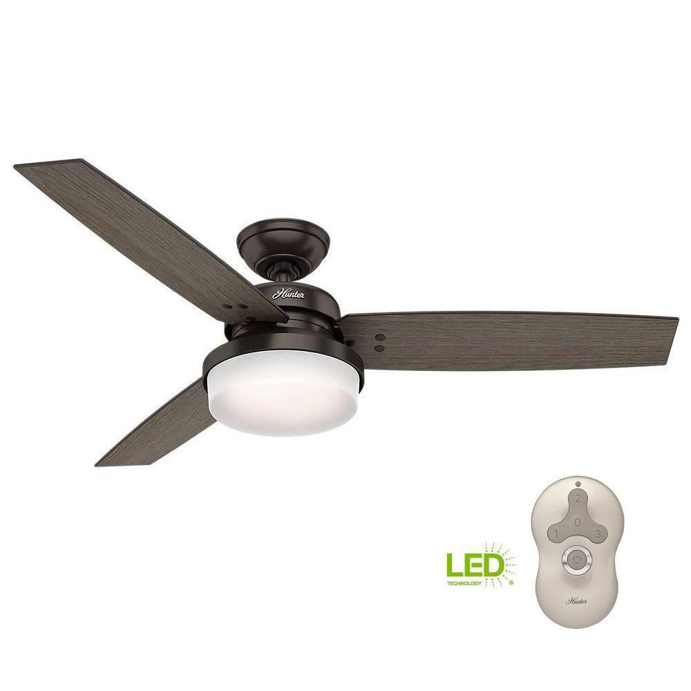 Hunter Fan 52" Sentinel 3 -Blade Standard Ceiling Fan with Remote Control and Light Kit Included