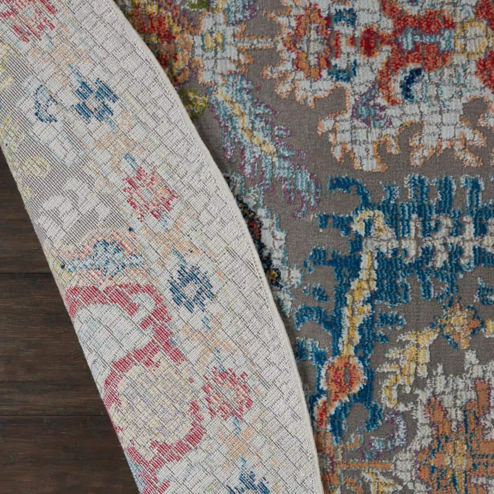 Nourison Global Vintage Traditional Bordered Indoor Area Rug Grey/Multicolor 6' x Round