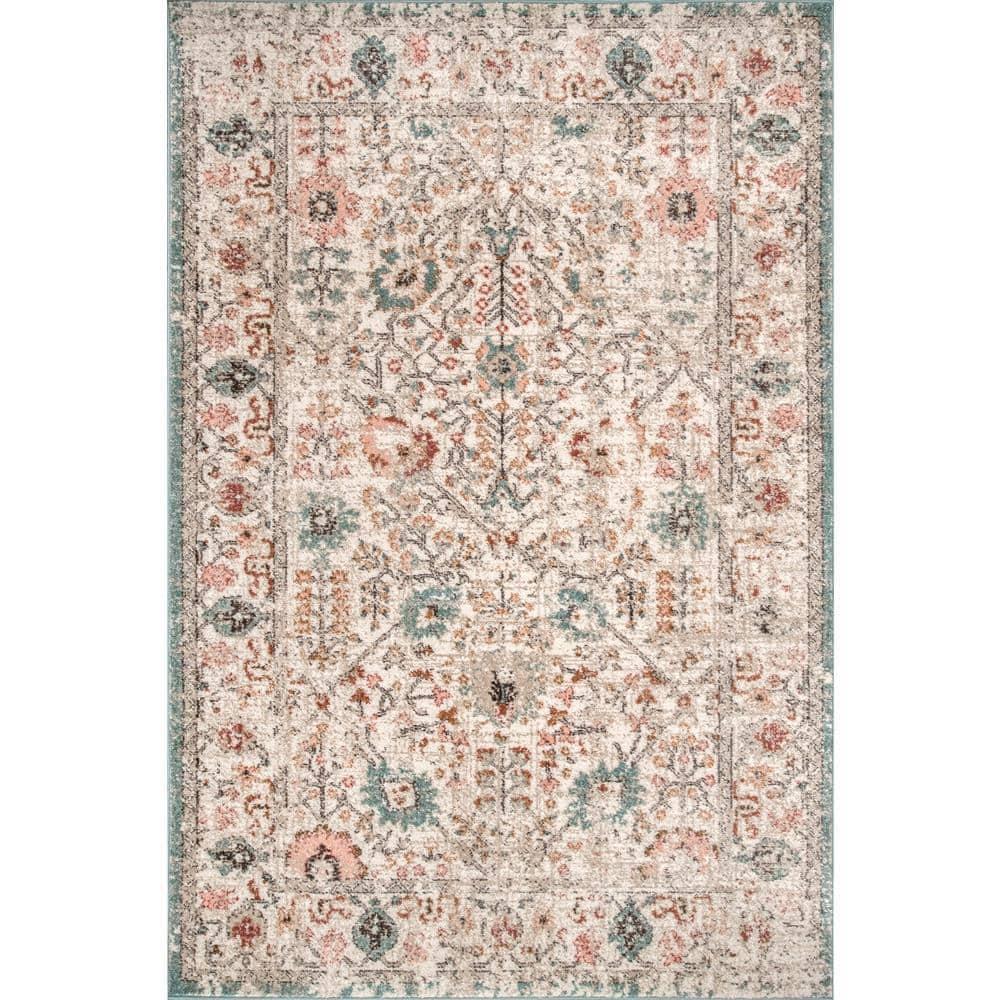 Nuloom Lenore Floral & Paisley 7 Square Indoor Area Rug for Living Room Bedroom Dining Room Kitchen, Beige/Multicolor