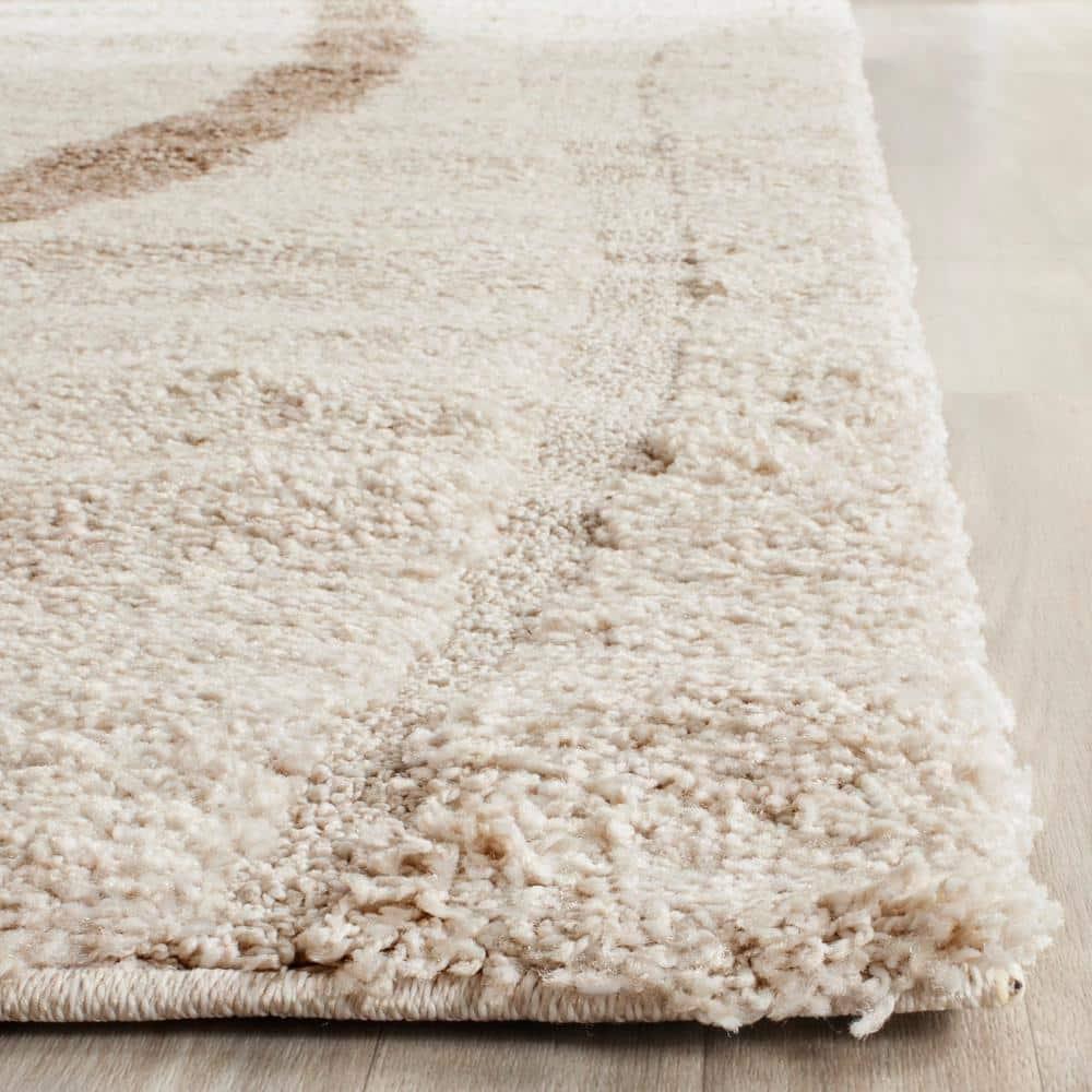 Florida Shag SG451 Power Loomed Indoor Area Rug - Cream/Dark Brown - 4'x6' - Safavieh.