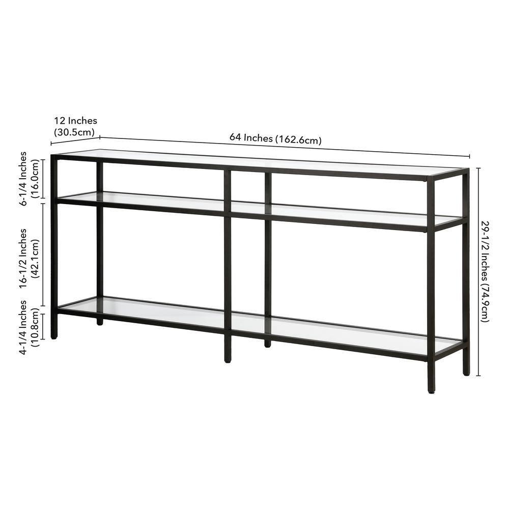 Evelyn&Zoe Sivil 64" Wide Rectangular Console Table, Blackened Bronze