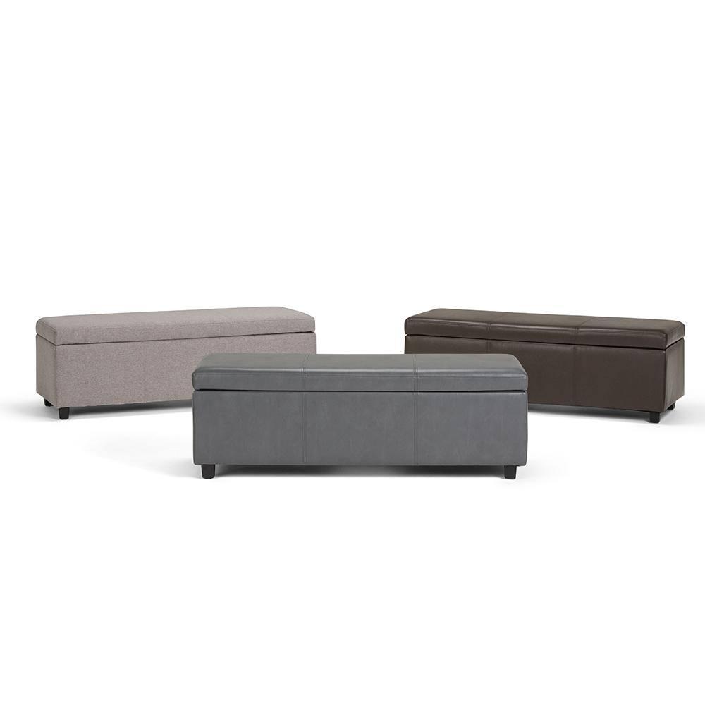 Simpli Home Avalon Storage Bench in Cloud Gray
