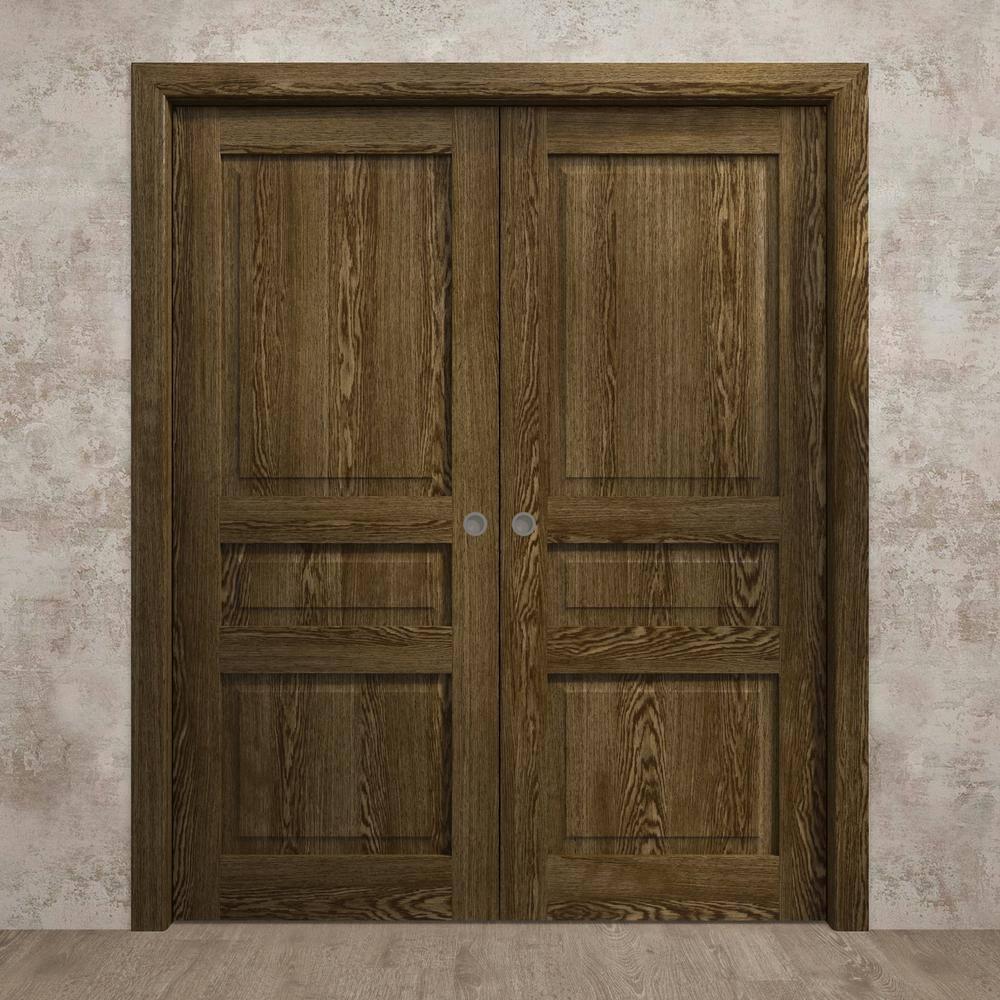 SARTODOORS Sliding French Double Pocket Doors | Ego 5012 | Kit Rail Hardware | Solid Wood Interior Bedroom Modern Doors | Wayfair