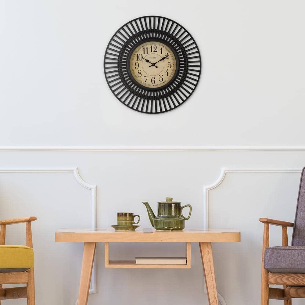La Crosse Clock 20-inch Covington Contemporary Black Quartz Analog Wall Clock, 404-3051