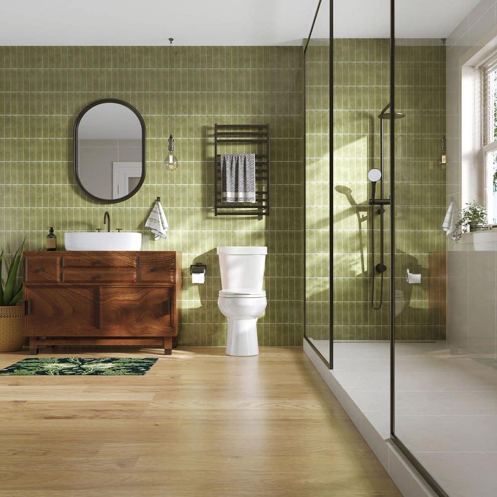 HOROW 1.28 Gallons GPF Round Chair Height Floor Mounted Two-Piece Toilet (Seat Included)