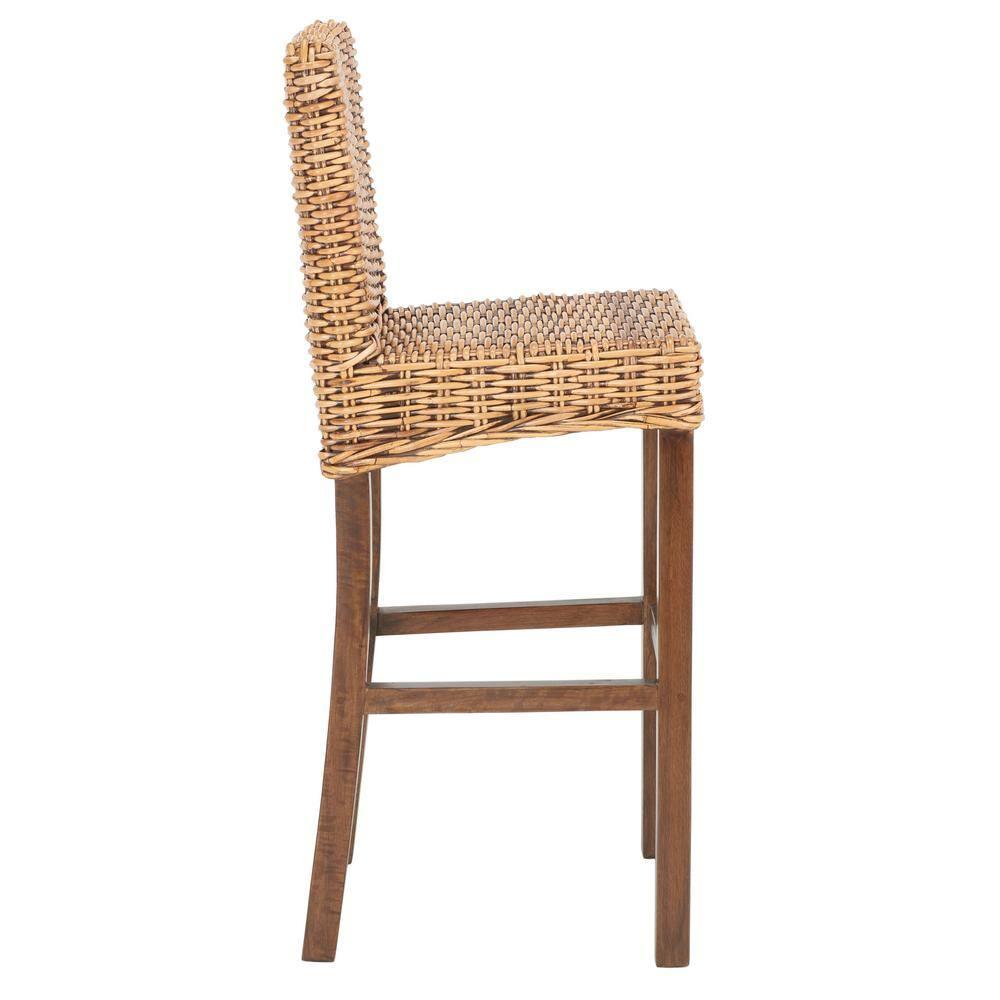 Tobie Rattan Bar Stool - Honey Brown Wash/Antique Brow - Safavieh