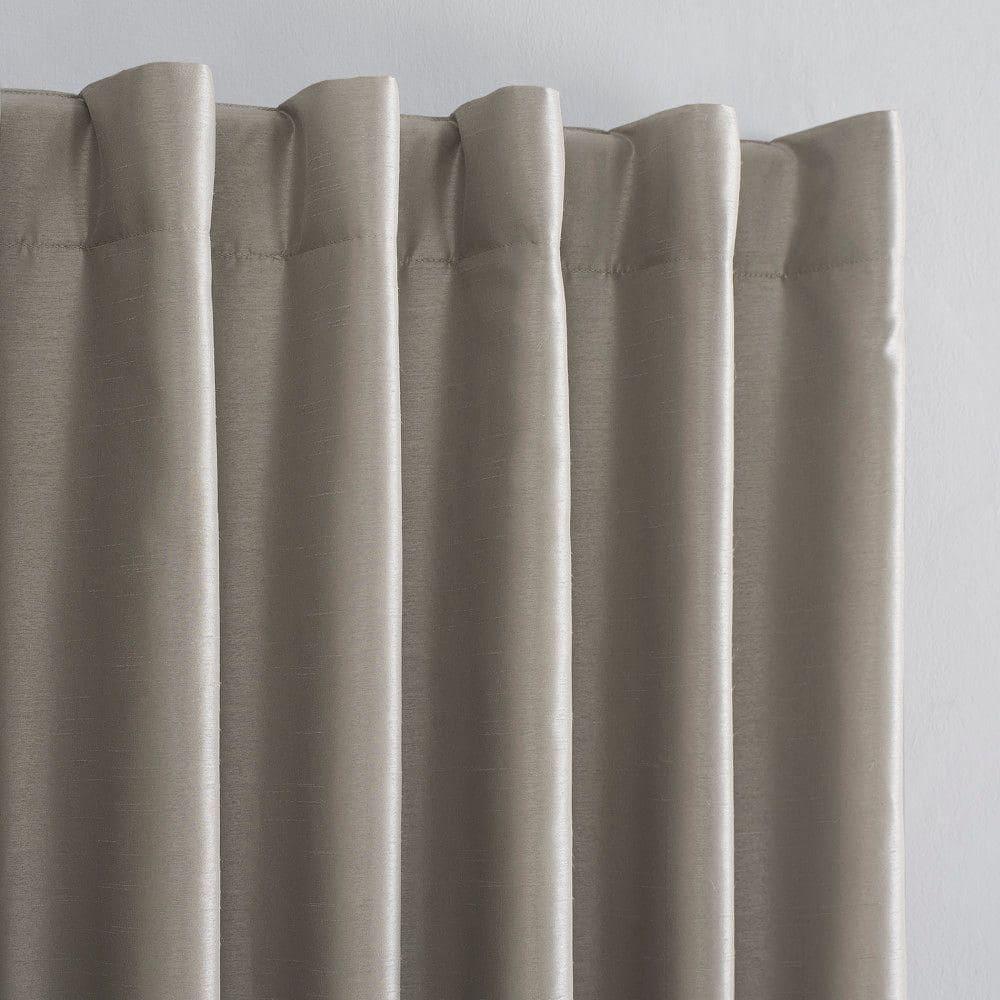 Faux Dupioni Silk Thermal Extreme 100% Blackout Back Tab Curtain Panel