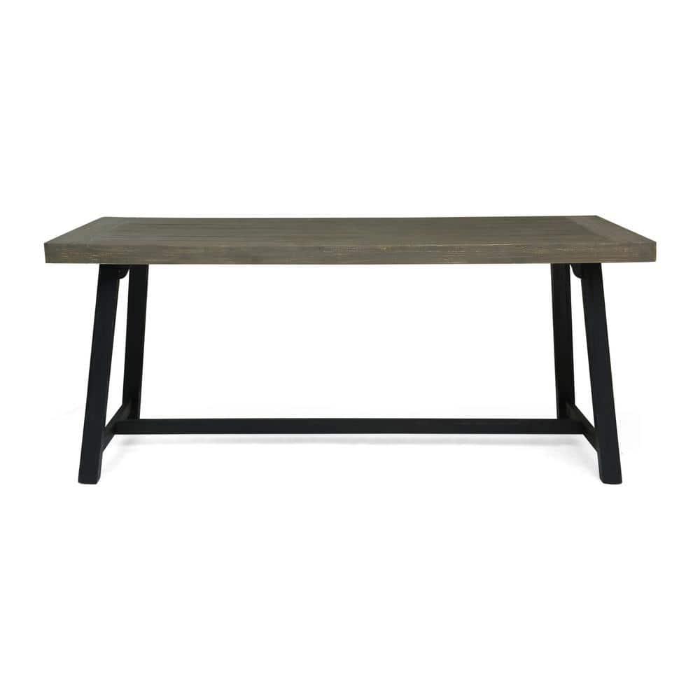 Noble House Raphael 70.75" Wood Top Patio Dining Table in Sandblast Gray