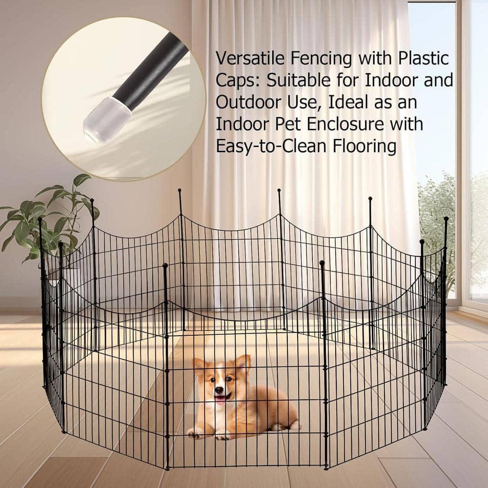 10 Panels Garden Fence Dog Fence Outdoor for Yard, 32in H x 23.6ft L Rustproof Metal Fencing with Ground Stakes | No Dig Animal Proof Containment for Pets/Rabbits | Durable Patio Security Panels