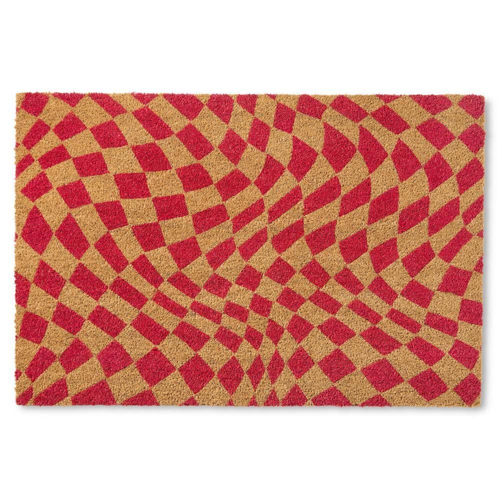Town & Country Living TOWN & COUNTRY LIVING Emmett Groovy Checkerboard Non-Slip Indoor Outdoor Door Mat