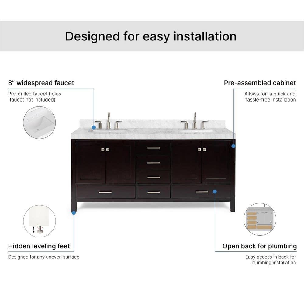 Cambridge Double Bathroom Vanity with Carrara Marble Top