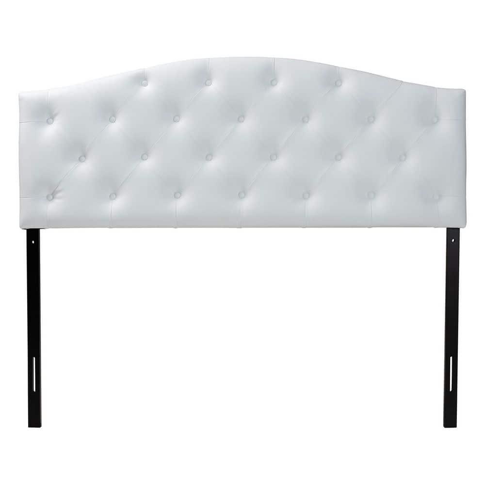 Full Myra Modern And Contemporary Faux Leather Upholstered Button-Tufted Scalloped Headboard White - Baxton Studio: Elegant Design, Wood Frame Mounted