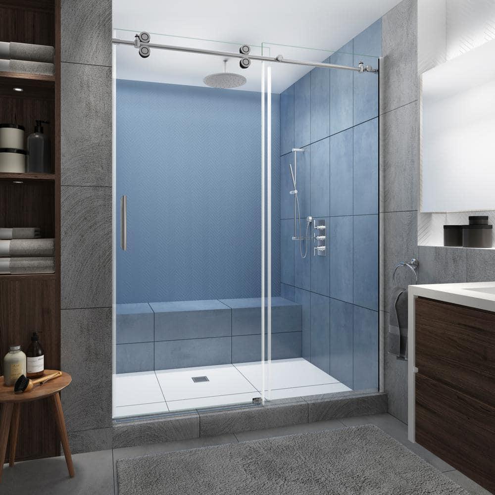 Langham XL 56 - 60" W x 80" H Sliding Frameless Shower Door