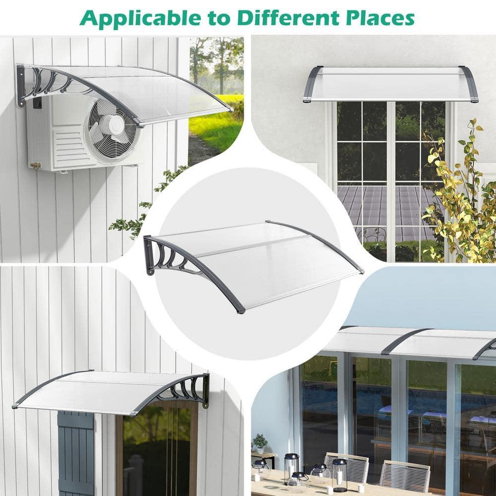 48" x 40" Window Awning, Awnings for Doors, with Hollow Sheet, Rain Snow Sunlight, Outdoor Awning Canopy Exterior for Porch, Deck, Patio, Balcony, Gray