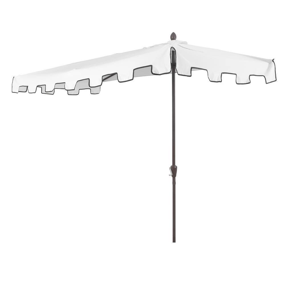 JONATHAN Y Sidney 9 ft. Classic MidCentury Rectangular Half Market Patio Umbrella with Crank, Wind Vent and UV Protection in White/Black