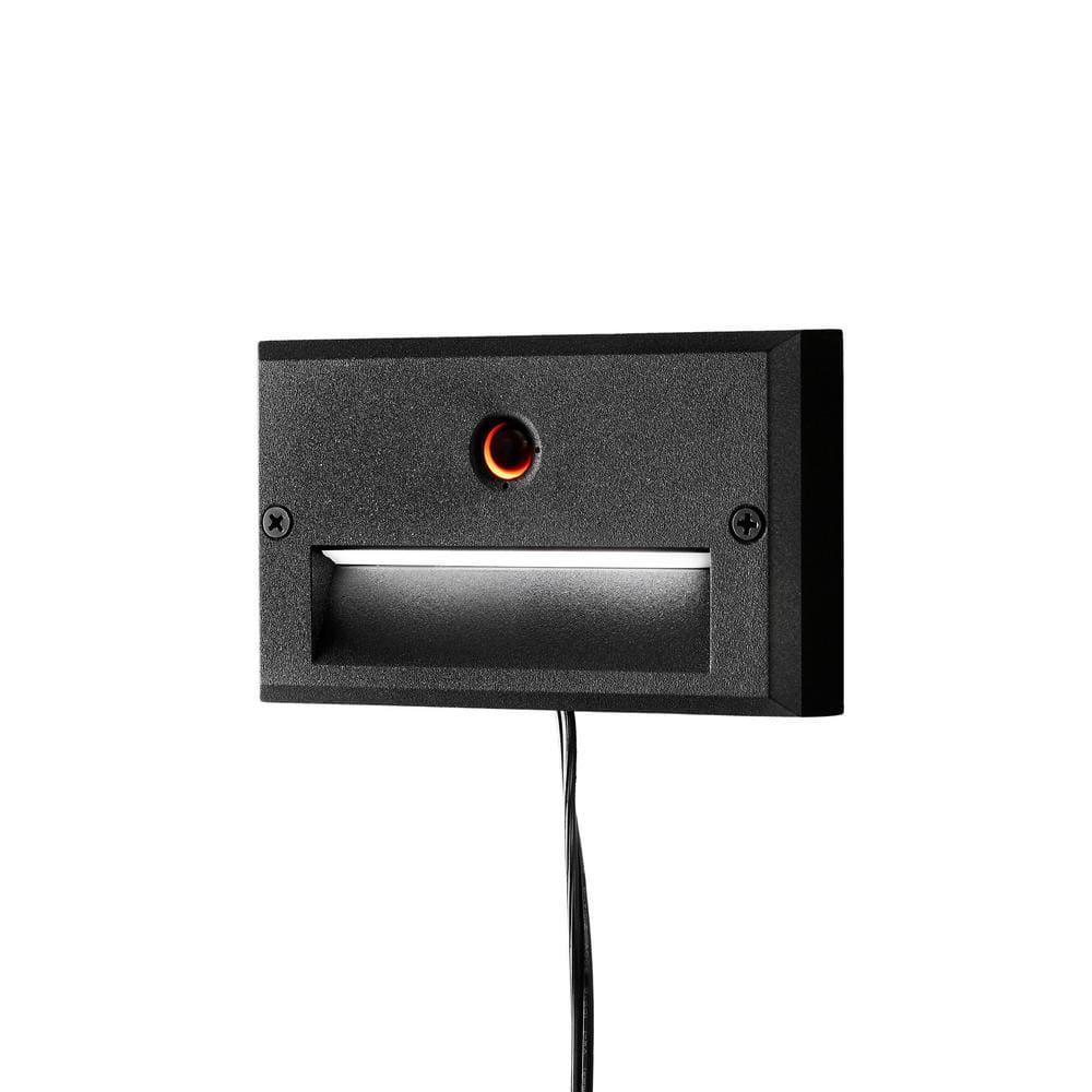Hampton Bay 15-Watt Equivalent Low Voltage Black Motion Sensing Integrated LED Outdoor Stair Light with Frosted Acrylic Lens