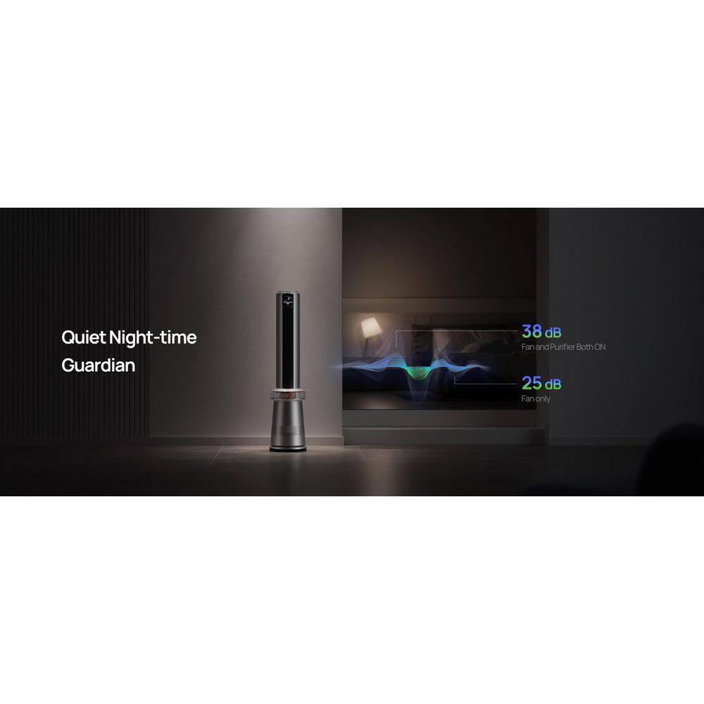 Air Purifier Tower Fan, 45 in. 2-in-1 Smart Fan, 27ft/s Velocity, 120°Oscillation, 24 H Timer, 25dB Low Noise, Silver