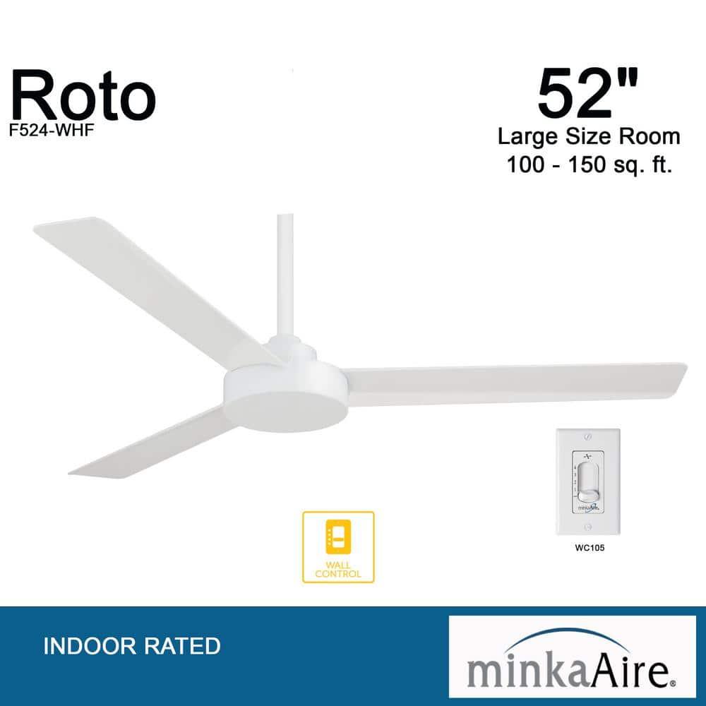 52" Minka Aire Modern 3 Blade Indoor Ceiling Fan Flat White for Living Room Kitchen Bedroom Family Dining Home House Office