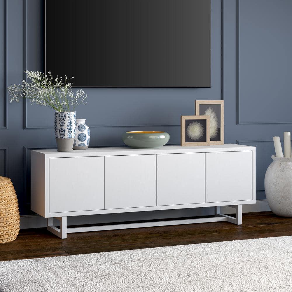 Evelyn&Zoe Cutler Rectangular TV Stand for TV's up to 75", White