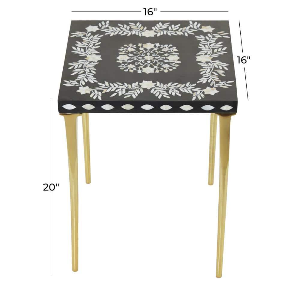 DecMode 20" x 16" Gold Wood Eclectic Accent Table