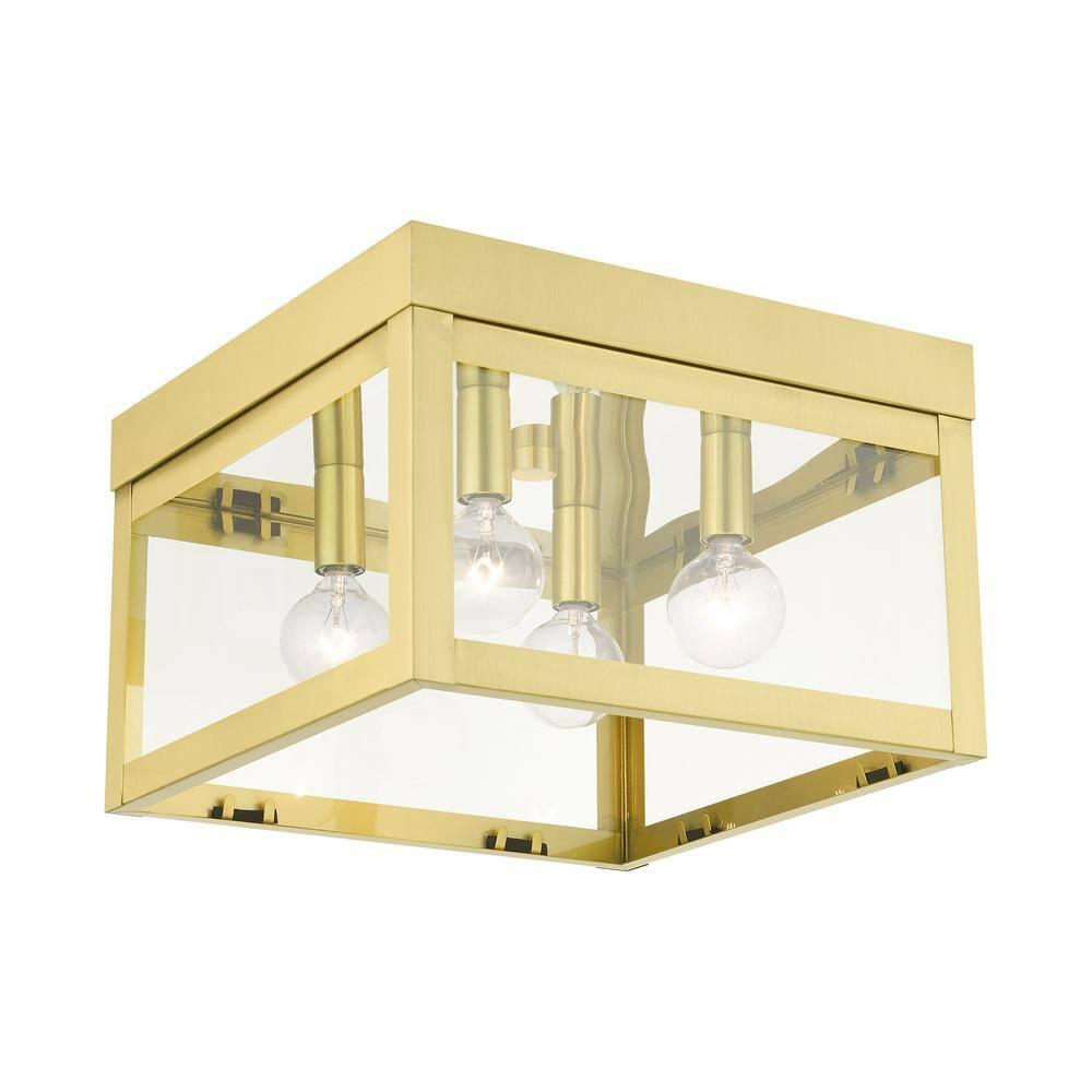 Livex Lighting Nyack 4 - Light Flush Mount in  Satin Brass