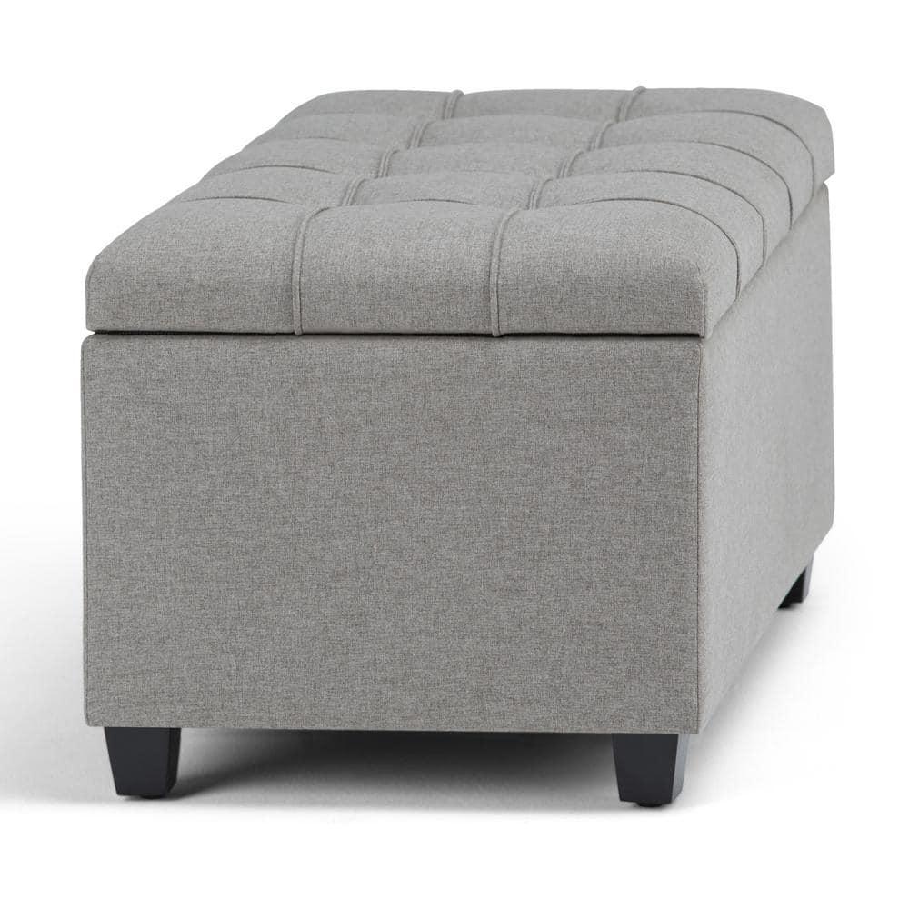 Simpli Home Sienna 33"W Upholstered Storage Ottoman Bench with Lift-Up Tufted Top