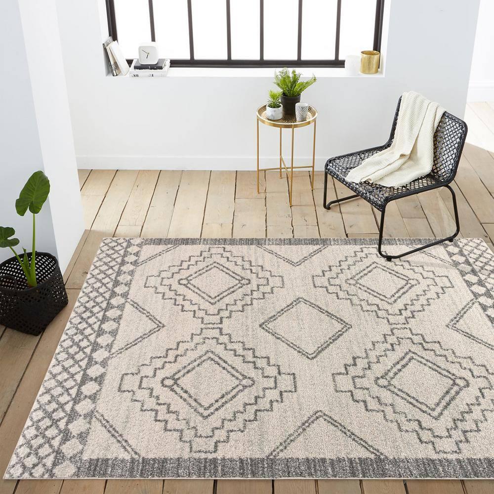 JONATHAN Y Amir Moroccan Beni Souk Cream/Gray 9 ft. x 12 ft. Area Rug