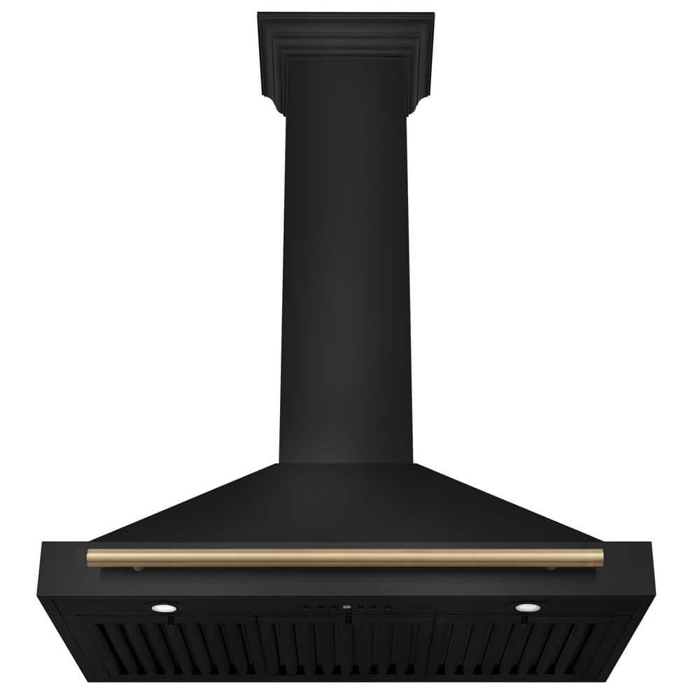 ZLINE ZLINE 36 in. Autograph Edition Black Stainless Steel Wall Mount Range Hood W/ Accent Handle BSKB4Z-36-CB
