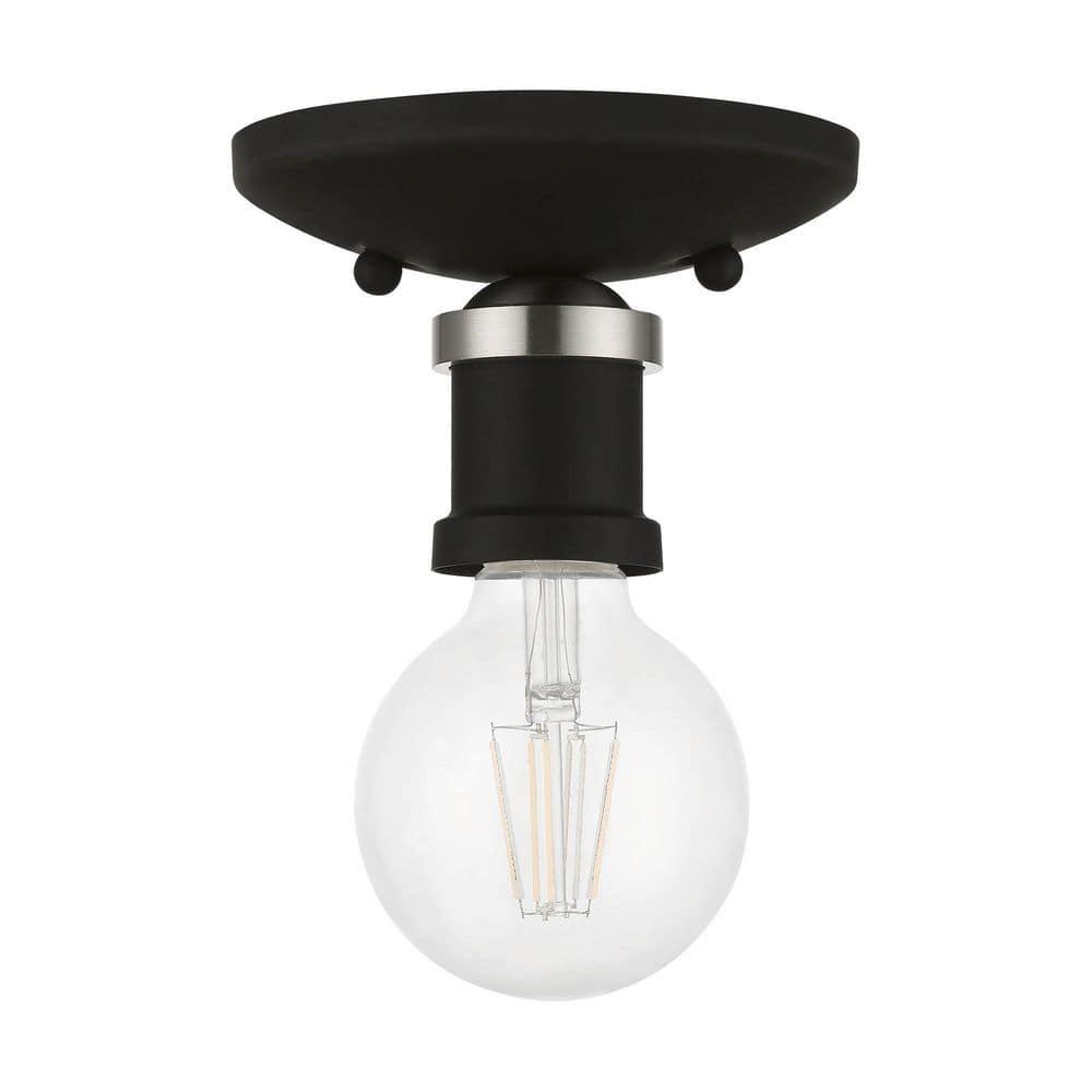 Livex Lighting Lansdale 1 - Light Flush Mount in  Black/Brushed Nickel