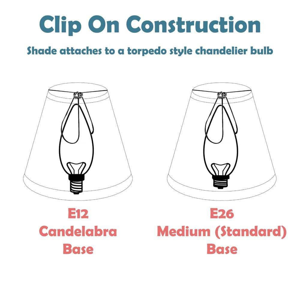 Aspen Creative 32115-6 Small Hardback Empire Shape Chandelier Clip-On Lamp Shade Set (6 Pack), Transitional Design in Off White, 6" bottom width (3" x 6" x 5")