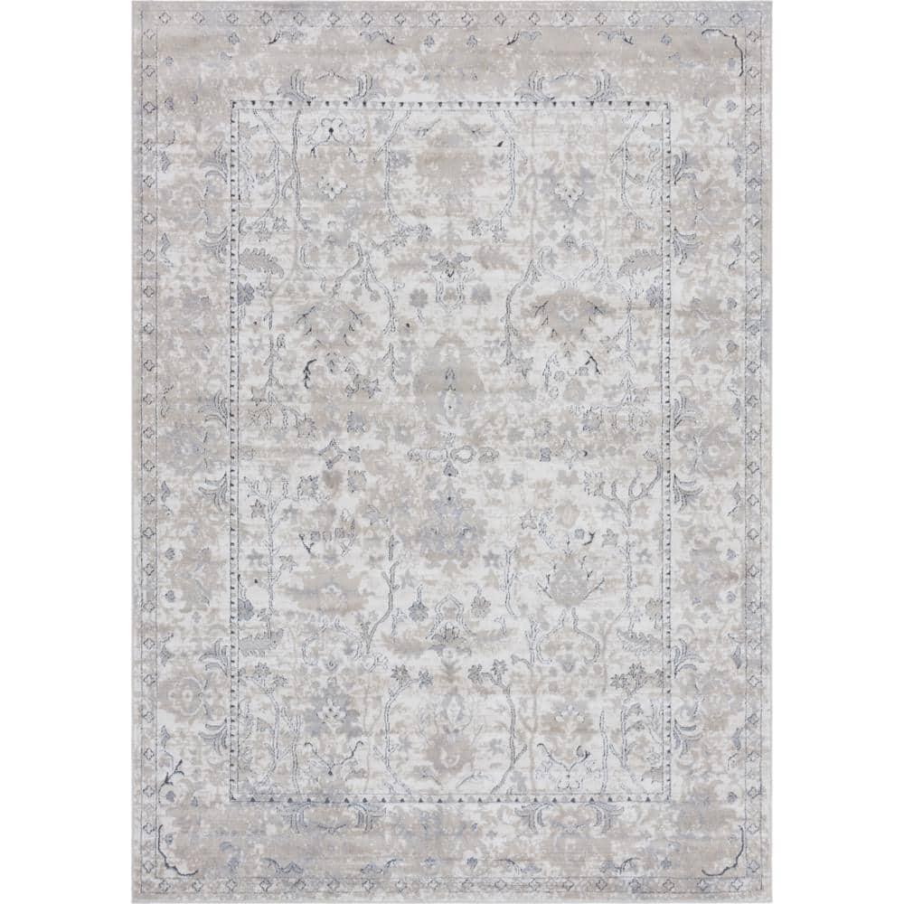 Unique Loom Portland Collection Area Rug - Central (7' 1" x 10' Rectangle Ivory/Gray)