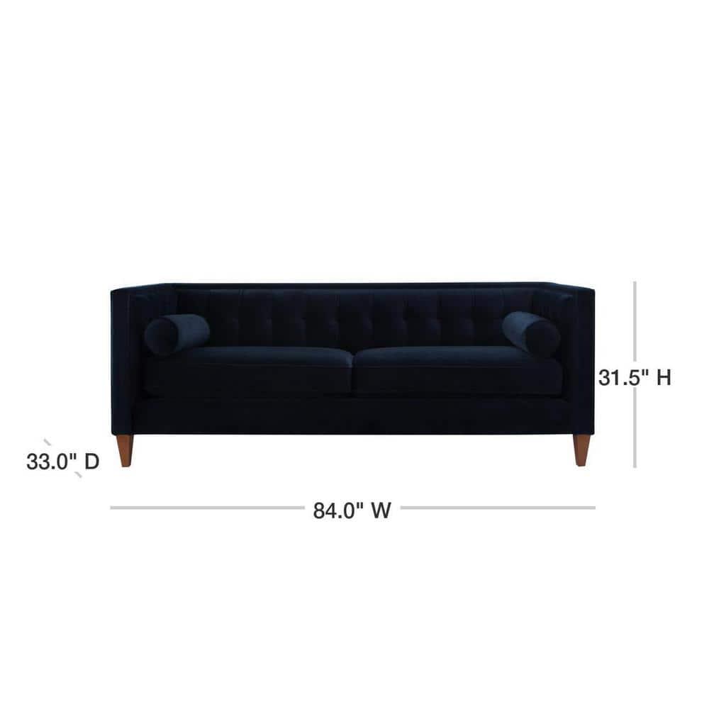 Jack 84" Tufted Tuxedo Sofa Double Cushion Dark Navy Blue