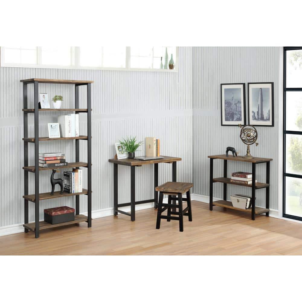 Alaterre Furniture Pomona Writing Desk Metal and Solid Wood Natural : Modern Style, No Storage, Spot Clean, 30" Height