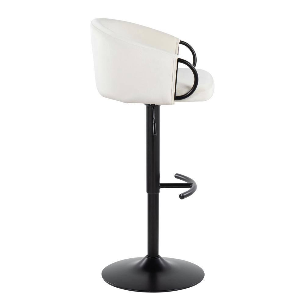 LumiSource Claire Contemporary Adjustable Barstool With Swivel In Black Metal And Black Velvet With Rounded T Footrest By Lumisource - Set Of 2 | Wayfair