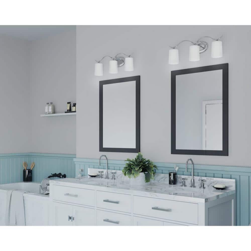 Progress Lighting Inspire 3-Light Wall Sconce, Polished Chrome, Etched Glass Shade