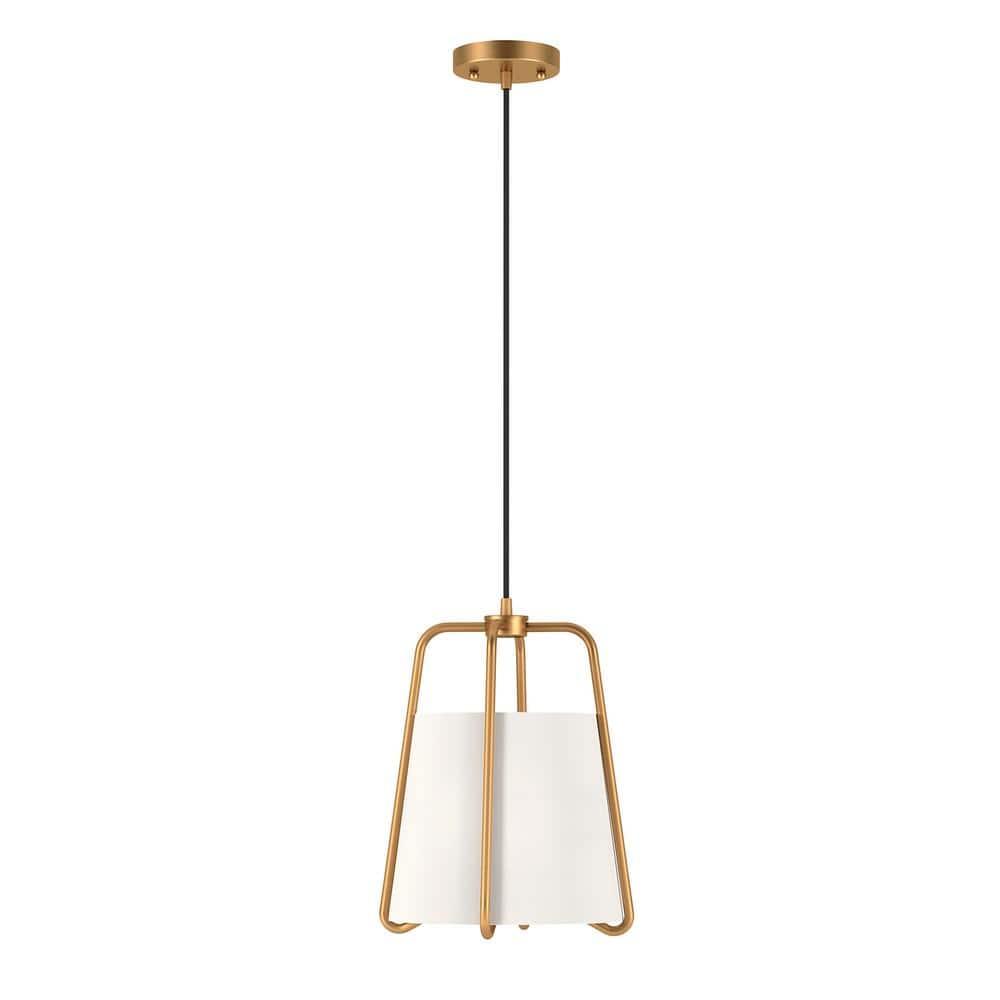 Evelyn&Zoe Mid-Century Modern Fabric and Metal Pendant