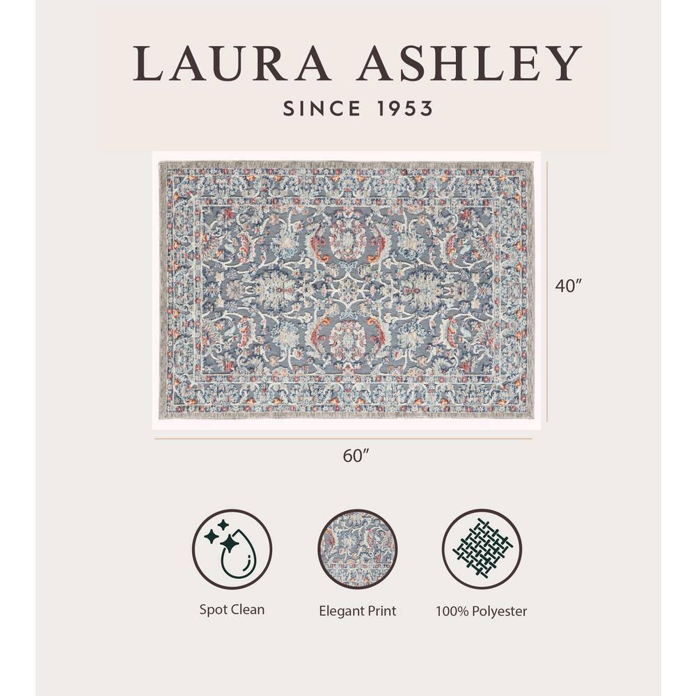 Laura Ashley Turkish Mystic Chenille Medallion Area Rug_Navy/Navy