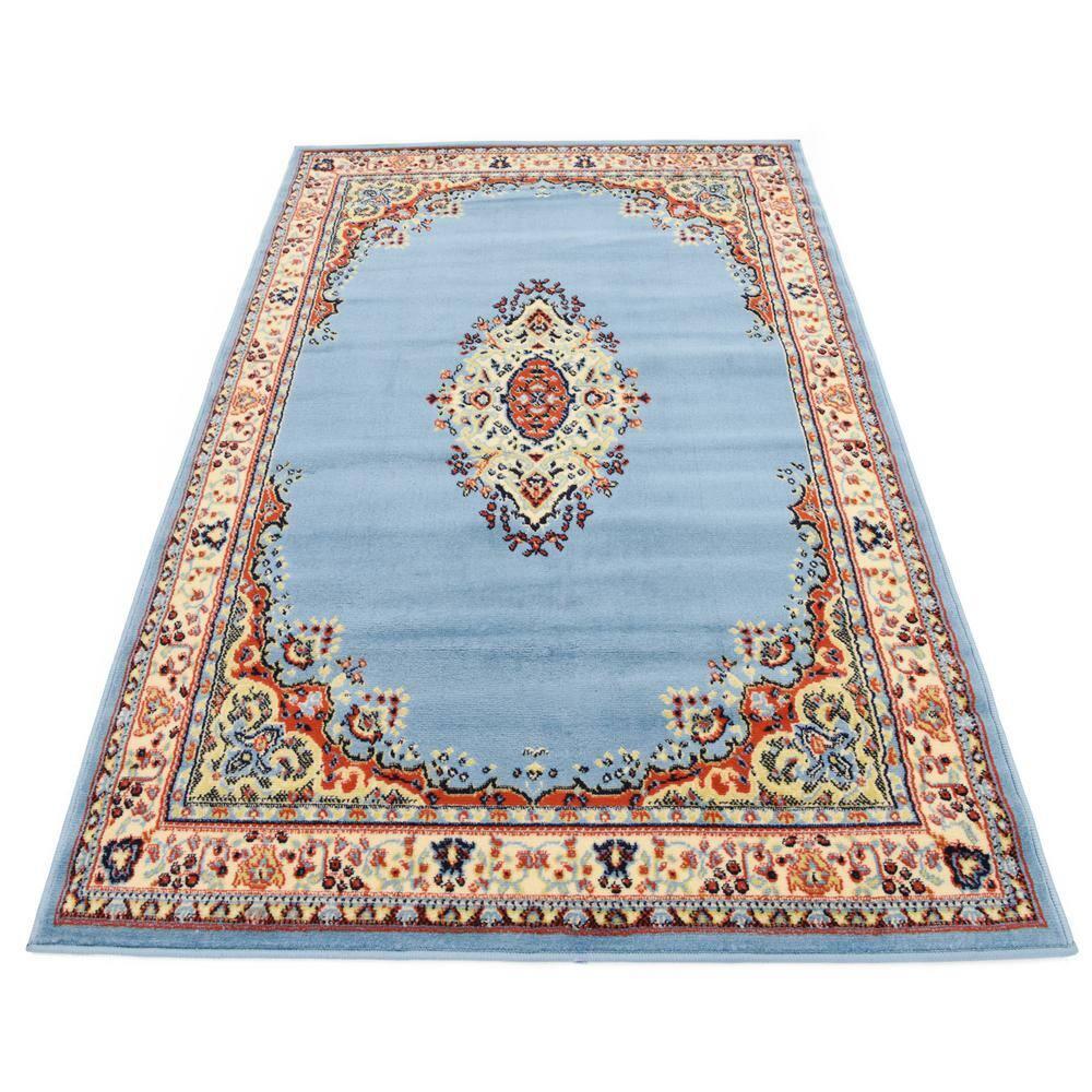 Unique Loom Reza Collection Area Rug - Washington (4' 1" x 6' 1" Rectangle Light Blue/Cream)
