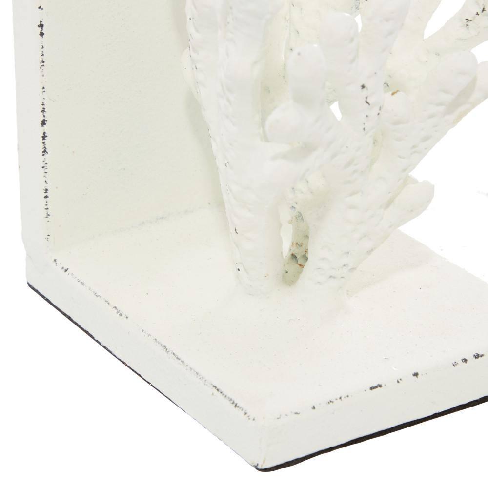 DecMode 5" Coral White Metal Bookends (Set of 2)
