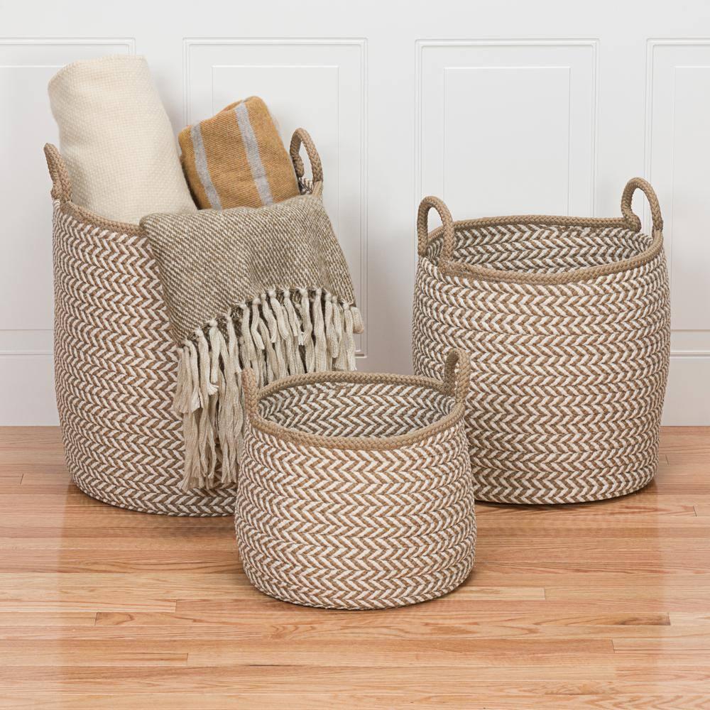 Colonial Mills Prevé Indoor/Outdoor Basket - Taupe & White 18"x18"x17"