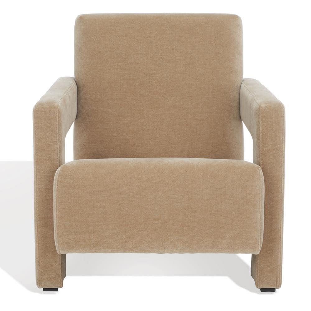 Safavieh  Couture Taylor Modern Velvet Accent Chair - 27 in. W x 35 in. D x 30 in. H Light Brown