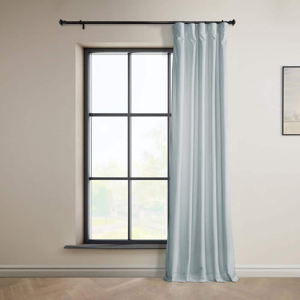 Half Price Drapes Aquarius Blue Heritage Plush Velvet Room Darkening Curtains (1 Panel), 50W X 108L