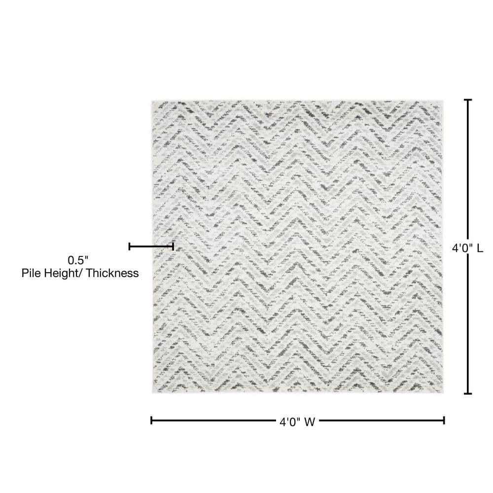 Adirondack ADR104 Power Loomed Area Rug - Ivory/Charcoal - 4'x4' - Safavieh.