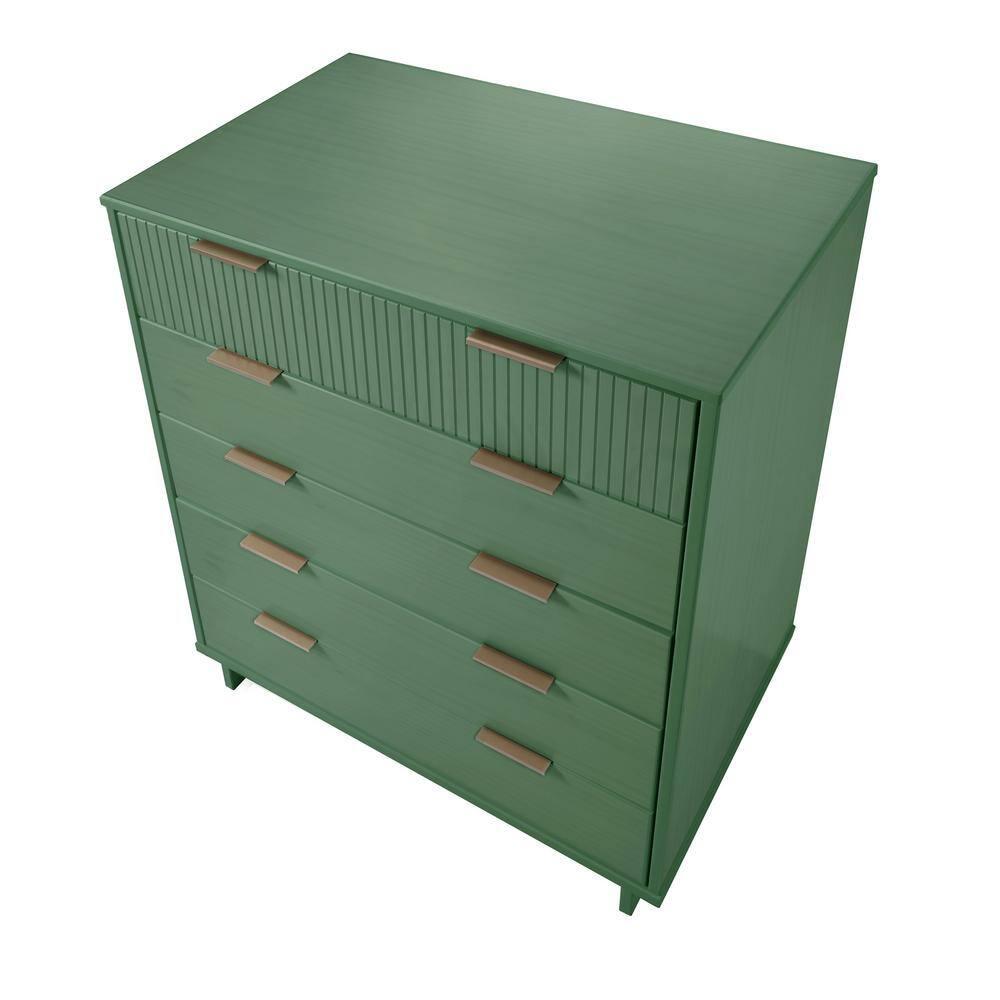 Tall Granville Modern 5 Drawer Dresser Sage Green - Manhattan Comfort: UV Painted, Soft Close, Metal Handles