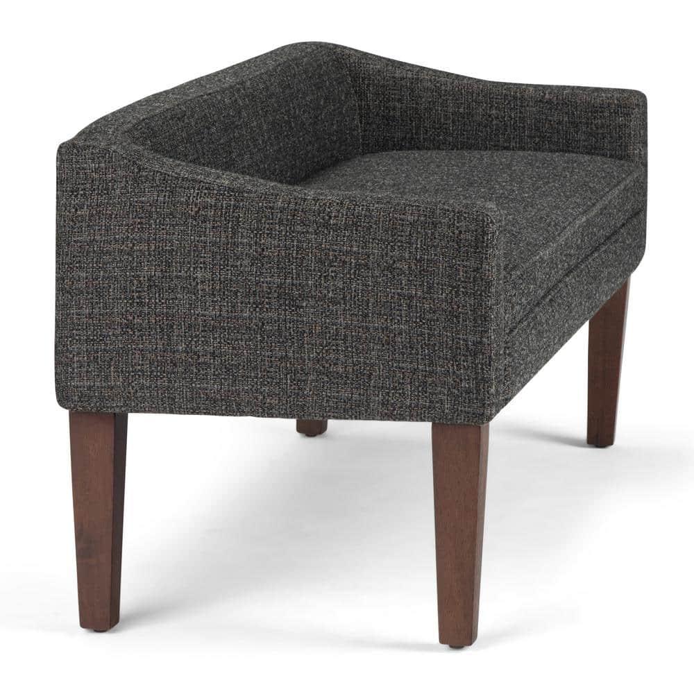 Simpli Home Parris 50"W Upholstered Contemporary Fabric Entryway Bench with Low-Profile Back and Swooped Arms