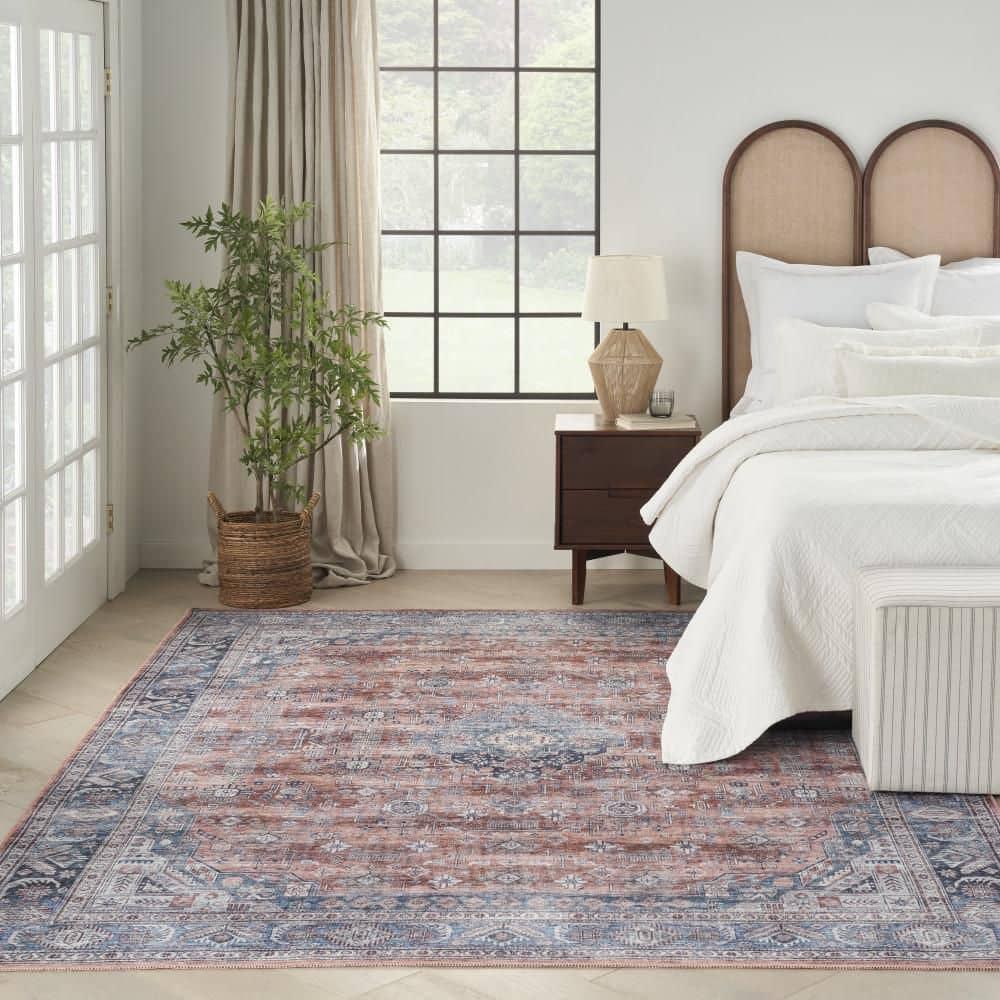 Nourison Washable Brilliance 7'10" x 9'10" Blue/Multi Vintage Indoor Rug