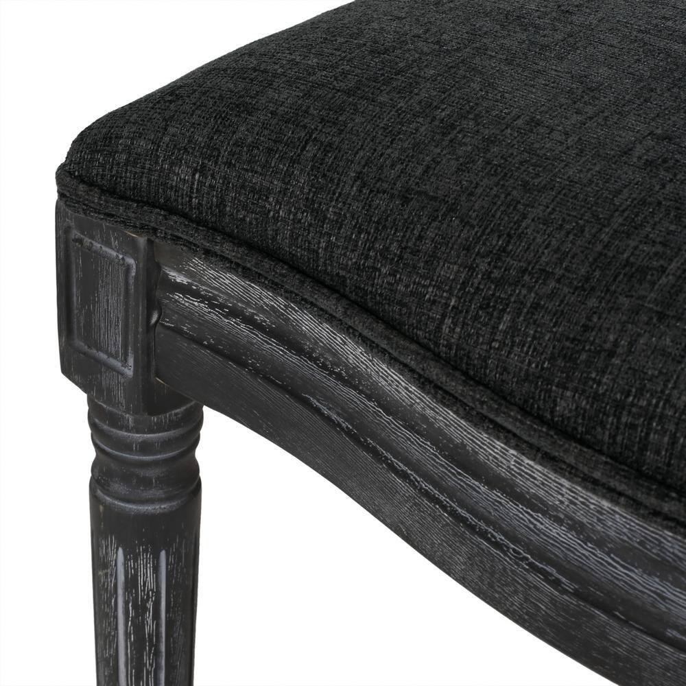 Noble House Acorn French Wood and Cane Upholstered Dining Chair, Set of 2, Gray